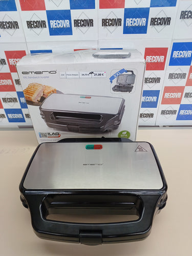 Sandwichera XXL 900 W Emerio apta para todos los tamaños de tostadas, sin BPA, forma de concha, fácil de limpiar, queso no gotea, ganador de precios/rendimiento, prueba 03/2019,